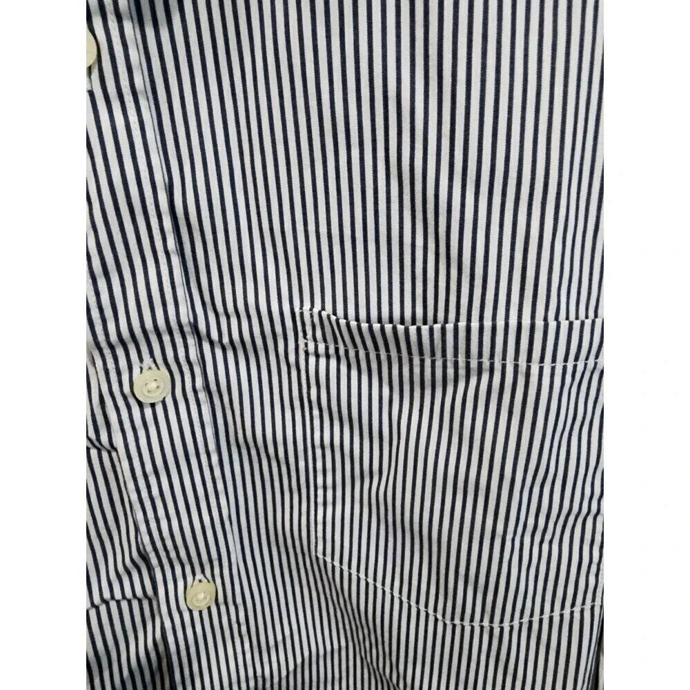 BANANA REPUBLIC Soft Wash Tailored Slim Fit Blue/White BUTTON-UP Shirt XL